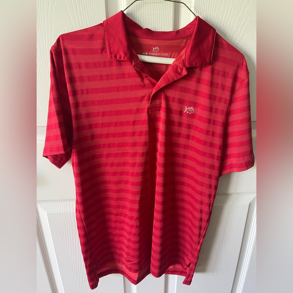 Southern Tide Red Striped Polo Shirt